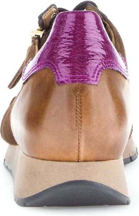 Gabor Cognac Leren Basket Sneakers Brown Dames