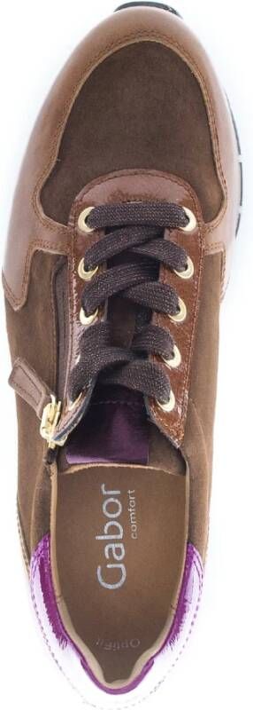 Gabor Cognac Leren Basket Sneakers Brown Dames