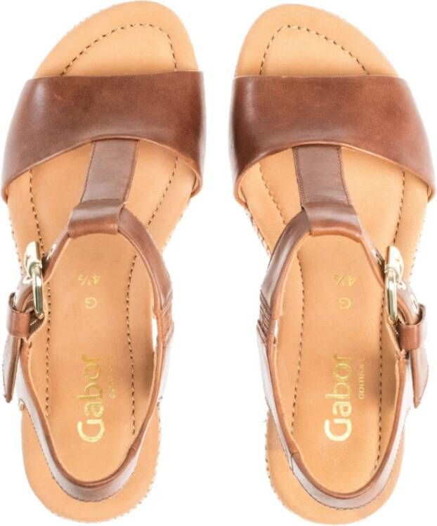 Gabor Cognac Leren Sandalen Brown Dames