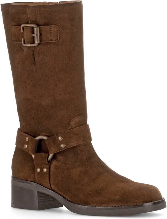 Gabor Cognac Suede Mid Boots Brown Dames