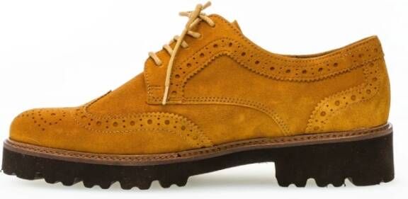 Gabor Cognac Velvet Derby Schoenen Brown Dames