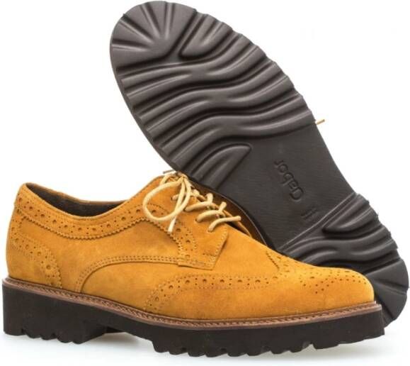 Gabor Cognac Velvet Derby Schoenen Brown Dames