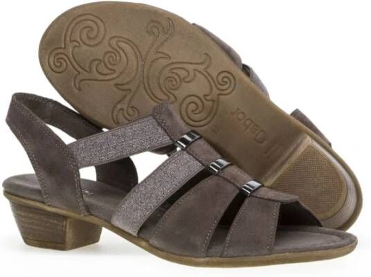 Gabor Grijze Fluweel Sandalen Comfortabele Stijl Gray Dames