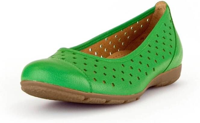 Gabor Comfortabele Leren Ballerina Groen Green Dames