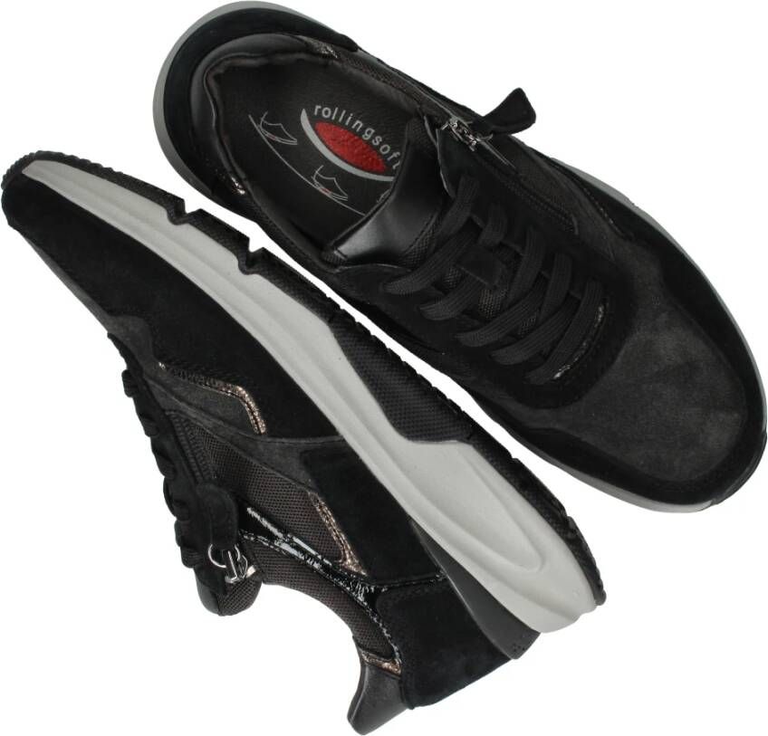 Gabor Comfortabele Rollingsoft Sneaker voor Dames Black Dames