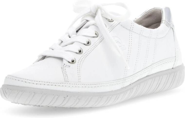 Gabor Comfortabele witleren sneaker met versieringen White Dames