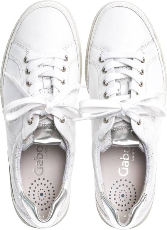 Gabor Comfortabele witleren sneaker met versieringen White Dames