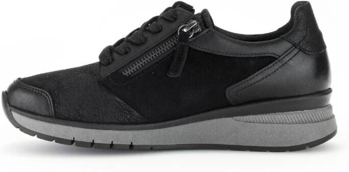 Gabor Comfortabele zwarte leren sneakers Black Dames