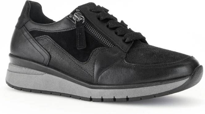 Gabor Comfortabele zwarte leren sneakers Black Dames