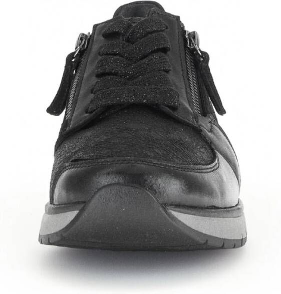 Gabor Comfortabele zwarte leren sneakers Black Dames