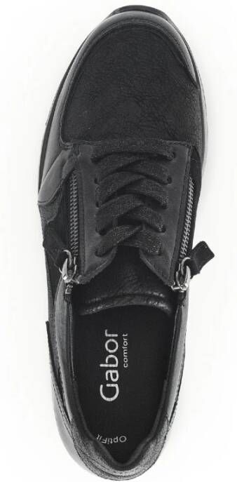 Gabor Comfortabele zwarte leren sneakers Black Dames