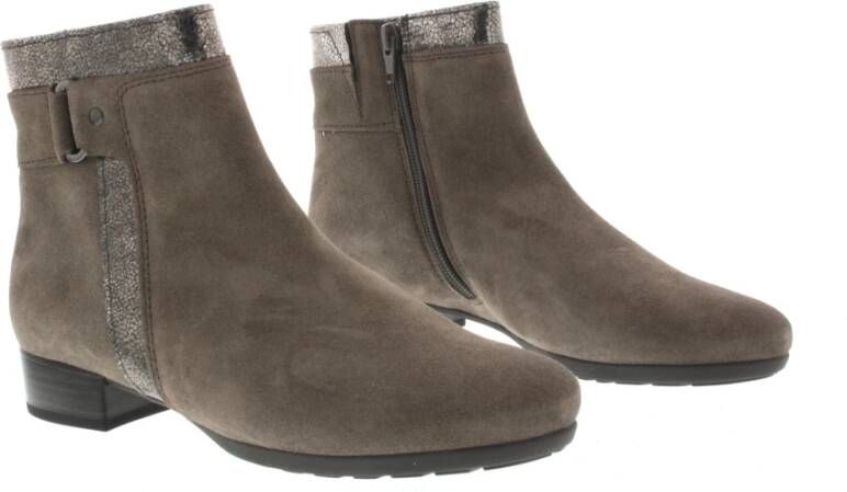 Gabor Dames Enkellaarsjes Taupe Nubuck Beige Dames