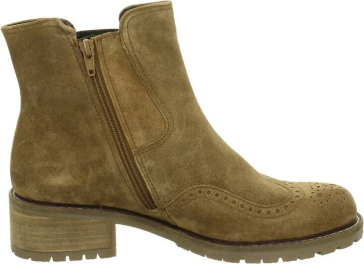 Gabor Elegante Nubuck Leren Enkellaarsjes Brown Dames