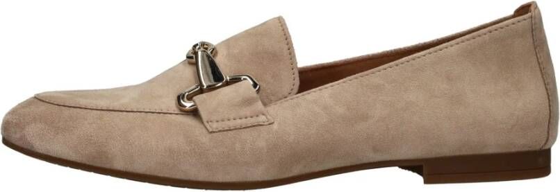 Gabor Elegante Suède Loafer met Gouden Gesp Beige Dames