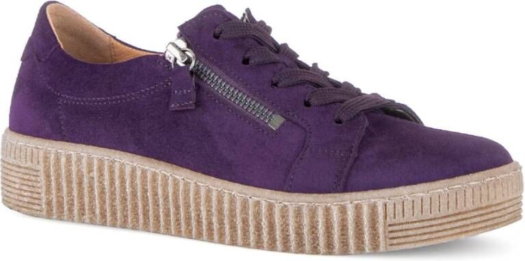 Gabor Fluwelen Paarse Sneakers Purple Dames