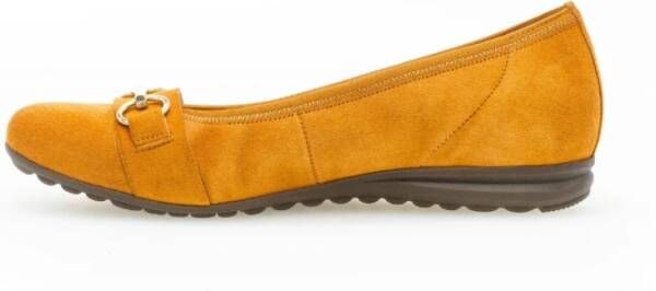 Gabor Gele Velours Klassieke Ballerina Flats Yellow Dames