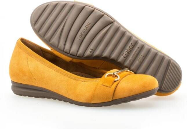 Gabor Gele Velours Klassieke Ballerina Flats Yellow Dames