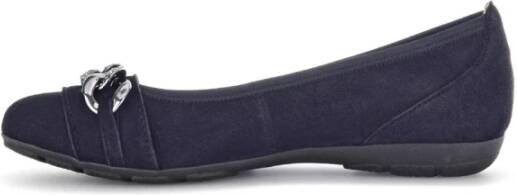 Gabor Marineblauwe Fluweel Ballet Flats Blue Dames