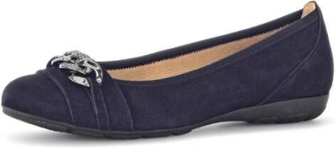 Gabor Marineblauwe Fluweel Ballet Flats Blue Dames