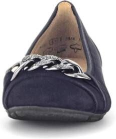 Gabor Marineblauwe Fluweel Ballet Flats Blue Dames