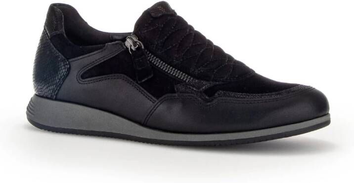 Gabor Moderne Sportieve Zwarte Leren Sneakers Black Dames