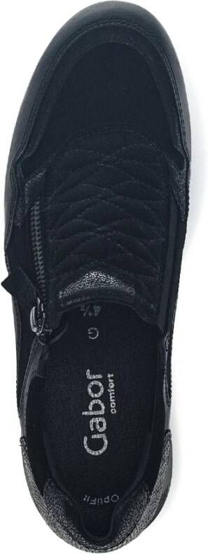 Gabor Moderne Sportieve Zwarte Leren Sneakers Black Dames