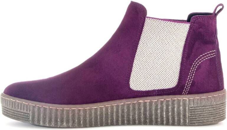 Gabor Paarse Velvet Chelsea Boot Purple Dames