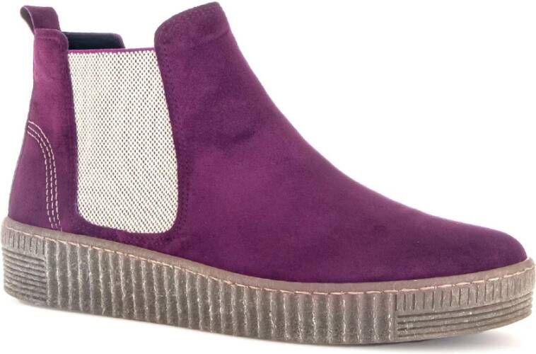 Gabor Paarse Velvet Chelsea Boot Purple Dames