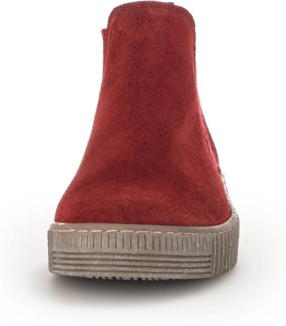 Gabor Rode Velvet Chelsea Boot Red Dames