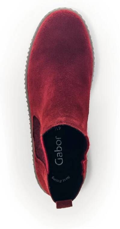 Gabor Rode Velvet Chelsea Boot Red Dames