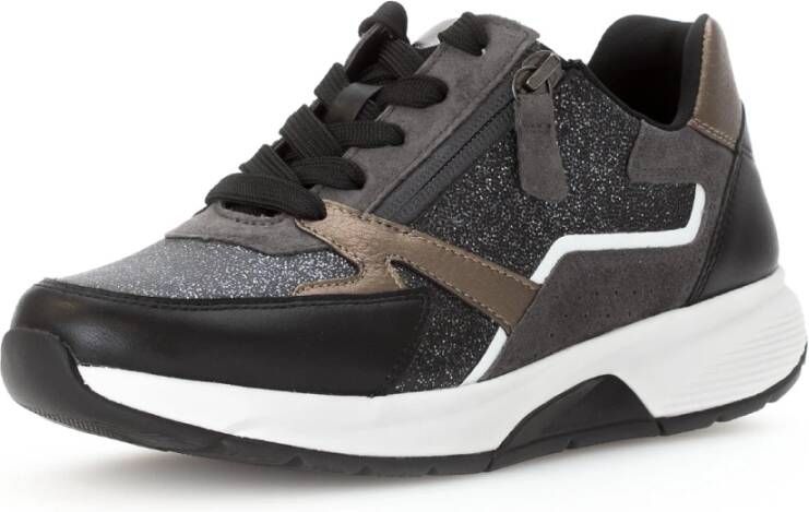 Gabor Rollende sneaker zwart comfortabele wandelschoenen Black Dames