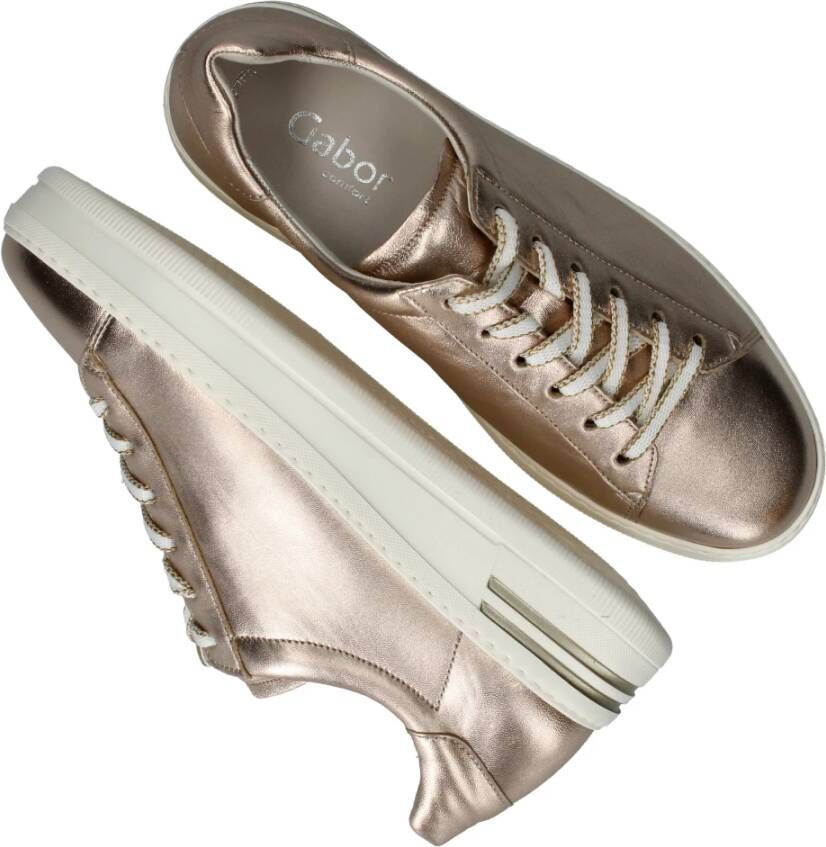 Gabor Roségouden Metallic Sneakers met Optifit Voetbed Yellow Dames