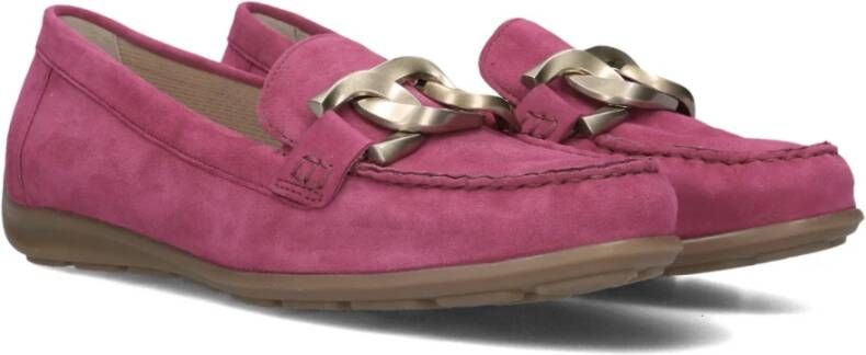 Gabor Roze Suède Loafers met Gouden Detail Pink Dames
