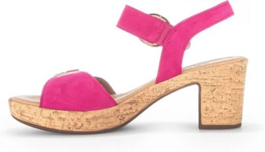 Gabor Roze Suède Sandalen met Kurk Zool Pink Dames - Foto 13