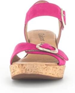 Gabor Roze Suède Sandalen met Kurk Zool Pink Dames - Foto 14