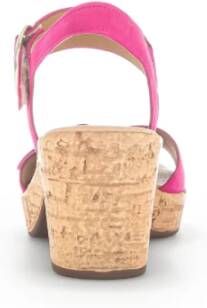 Gabor Roze Suède Sandalen met Kurk Zool Pink Dames - Foto 15