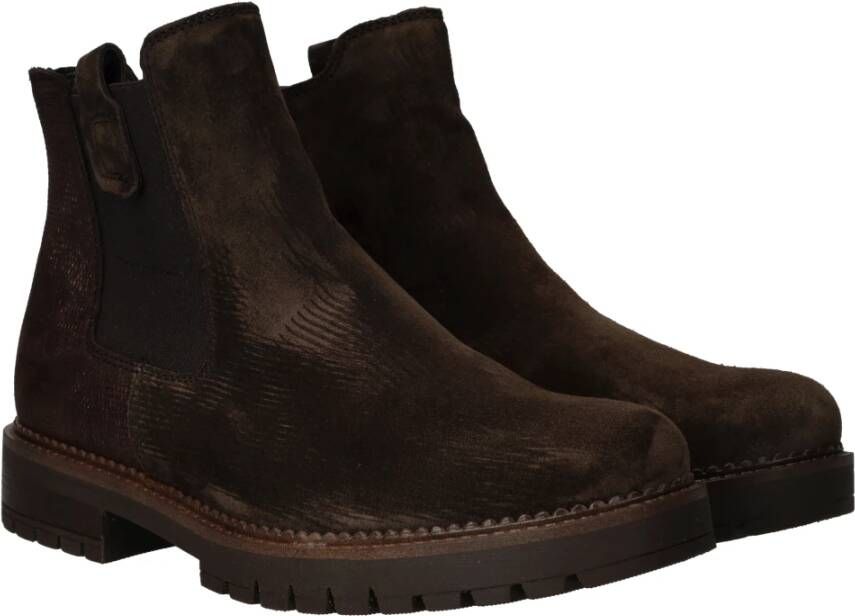 Gabor Suède Chelsea Boot met Metallic Detail Brown Dames