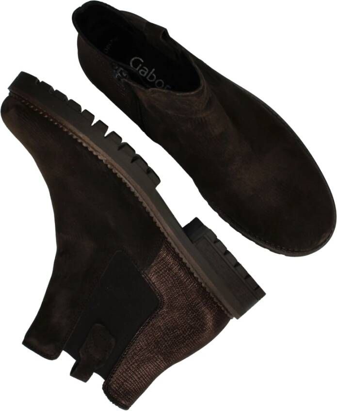 Gabor Suède Chelsea Boot met Metallic Detail Brown Dames