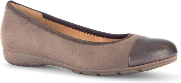 Gabor Taupe Ballerina van fluweel leer Beige Dames