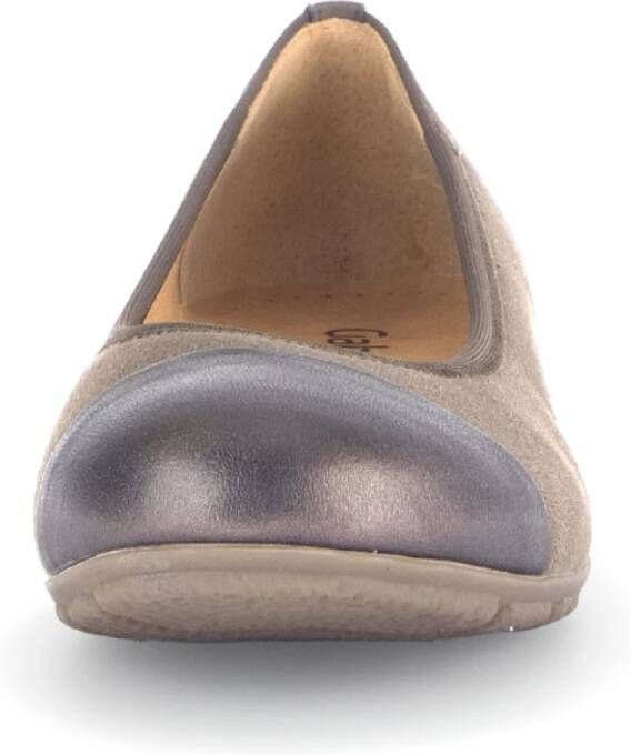 Gabor Taupe Ballerina van fluweel leer Beige Dames