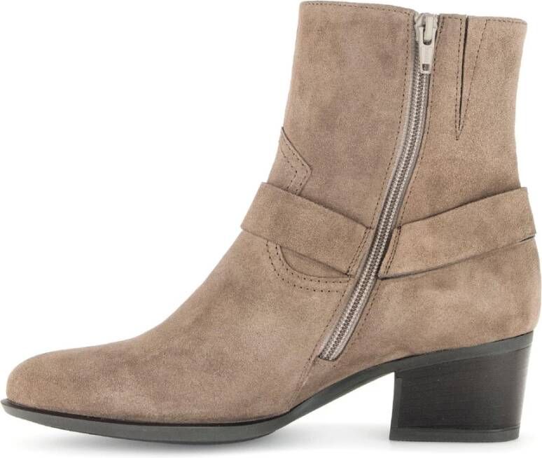 Gabor Taupe Leren Western Stijl Enkellaars Beige Dames