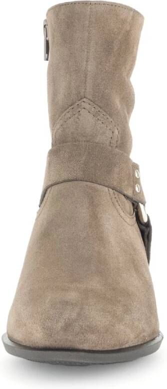 Gabor Taupe Leren Western Stijl Enkellaars Beige Dames