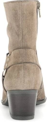 Gabor Taupe Leren Western Stijl Enkellaars Beige Dames