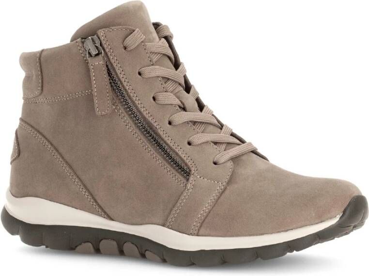 Gabor Taupe Nubuck Hoge Sneakers Beige Dames