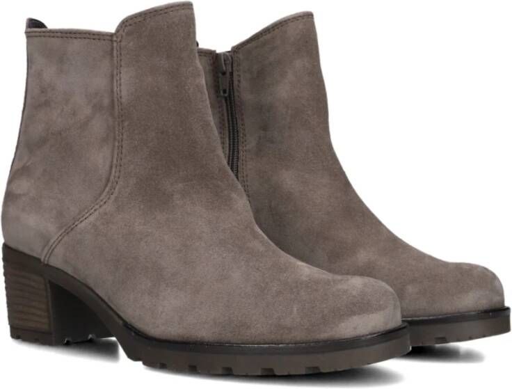 Gabor Taupe Suede Enkellaarsjes Comfort Collectie Gray Dames Schoenen