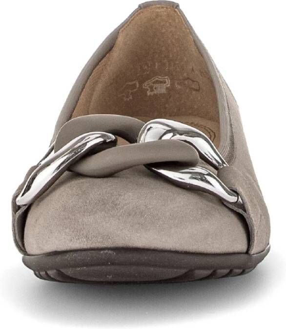 Gabor Taupe Velvet Ballet Flats Beige Dames