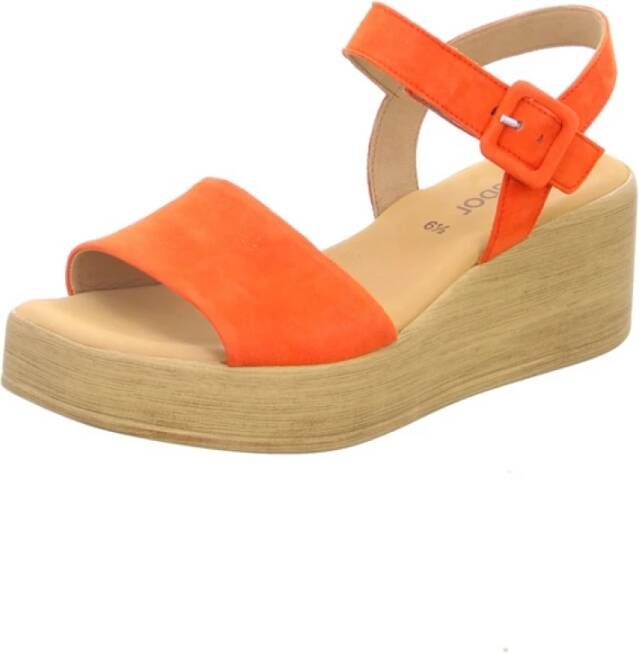 Gabor Velours Sleehak Sandalen Orange Dames