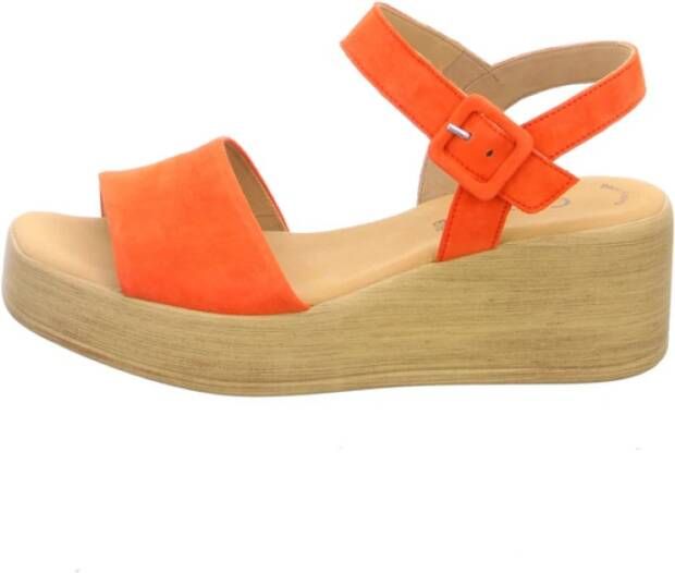 Gabor Velours Sleehak Sandalen Orange Dames