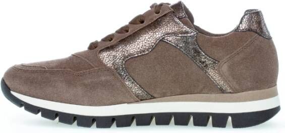 Gabor Velours Taupe Basket Schoenen Brown Dames