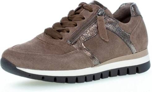 Gabor Velours Taupe Basket Schoenen Brown Dames